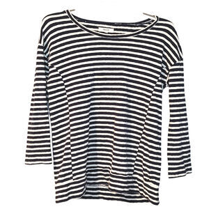 Madewell Size Small S Black White Stripes Striped Top Cotton Blouse Comfy